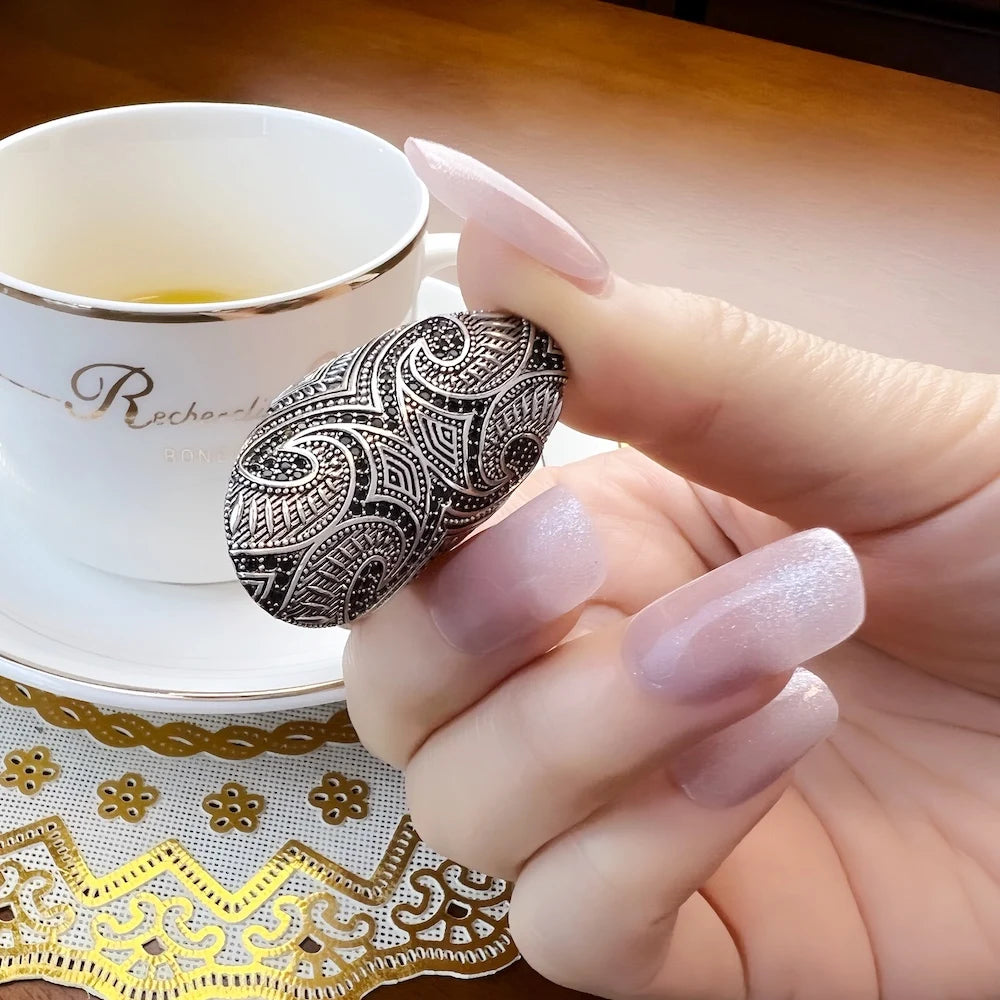 Damen-Ring Maori-Tattoo kulturell aus Sterlingsilber
