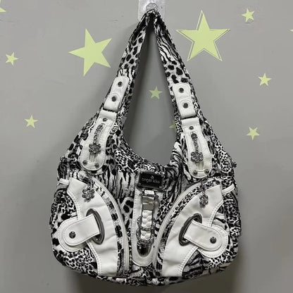 Damen-Handtasche Leopardenmuster Großes Fassungsvermögen Alltagstaugliche Schultertasche mit Viel Platz
