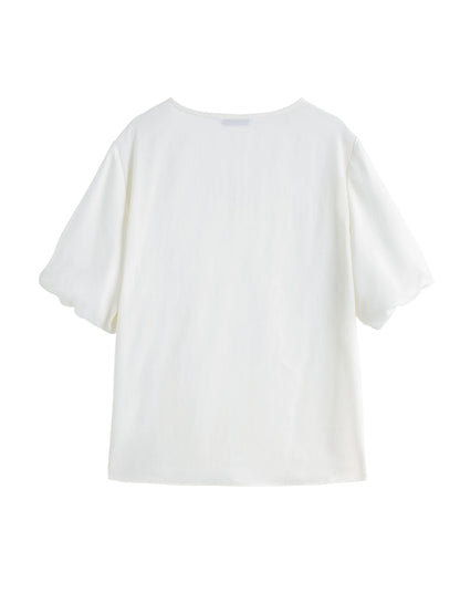 Minimalistisches Damen-T-Shirt mit doppeltem Ausschnitt und Anti-Flecken-Technologie – vielseitiges Sommeroberteil