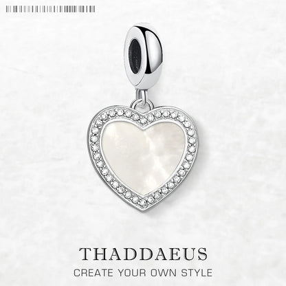 Damen-Charm-Anhänger Herz und Muschel romantisch II aus Sterlingsilber