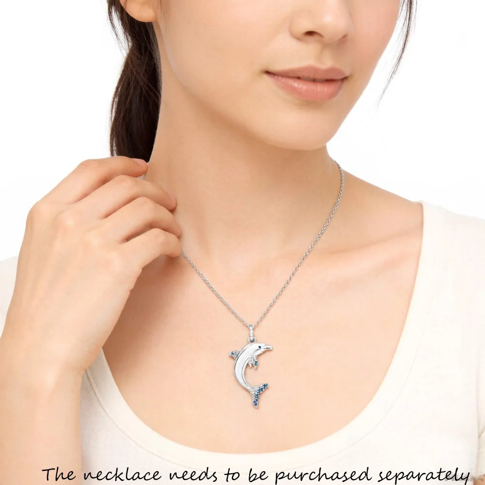 Damen-Charm-Anhaenger Delfin blau aus Sterlingsilber