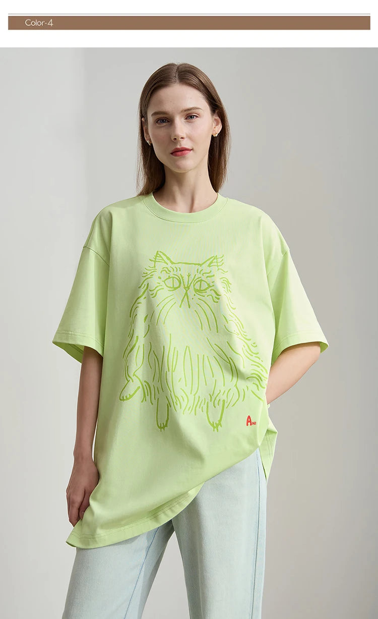 Damen T-Shirt mit Druck im lässigen Rundhals-Stil für das Büro