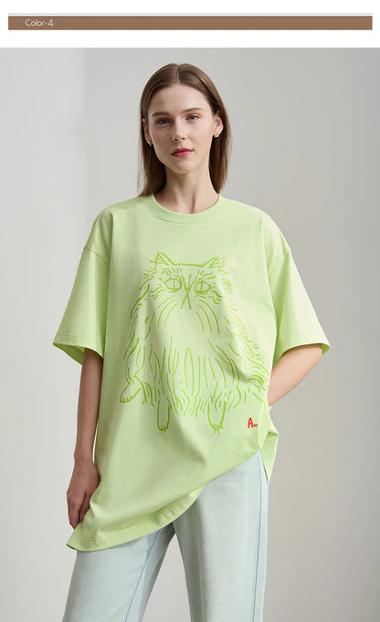Damen T-Shirt mit Druck im lässigen Rundhals-Stil für das Büro