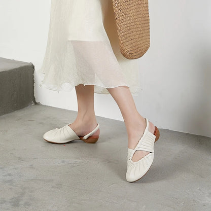 AIYUQI 2025, neue stil geschlossene zehen frauen sandalen Plissee nicht-slip Römischen sandalen für frauen Große größe sommer strand weibliche schuhe