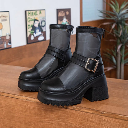 Damen Stiefeletten 10cm Mesh Atmungsaktiv