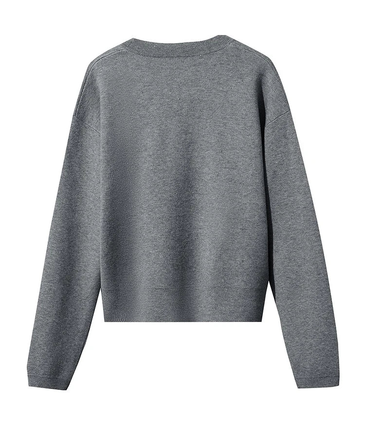 Damen-Strickjacke V-Ausschnitt Raglan einreihig locker vielseitig Herbst