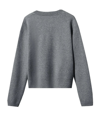 Damen-Strickjacke V-Ausschnitt Raglan einreihig locker vielseitig Herbst