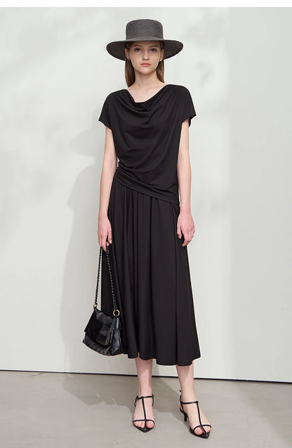 Damen T-Shirt aus Modal-Baumwolle mit kurzen Rotator-Ärmeln und Swing-Neck