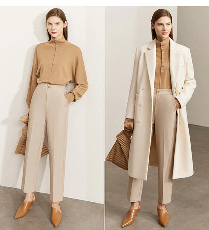 Damen-Rollkragenpullover 100 % Wolle locker Fledermausärmel Herbst