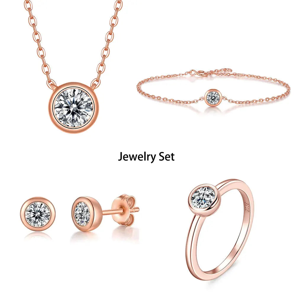 Damen-Schmuckset Halskette Ohrringe und Ring mit Moissanit