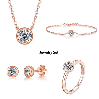 Damen-Schmuckset Halskette Ohrringe und Ring mit Moissanit