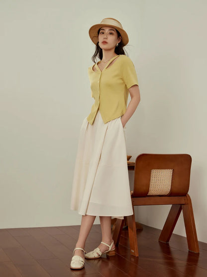 Lässige Damen-Bluse aus Lyocell mit Blumenärmeln und lockerem Schnitt – vielseitiges Sommer-Oberteil für jeden Anlass