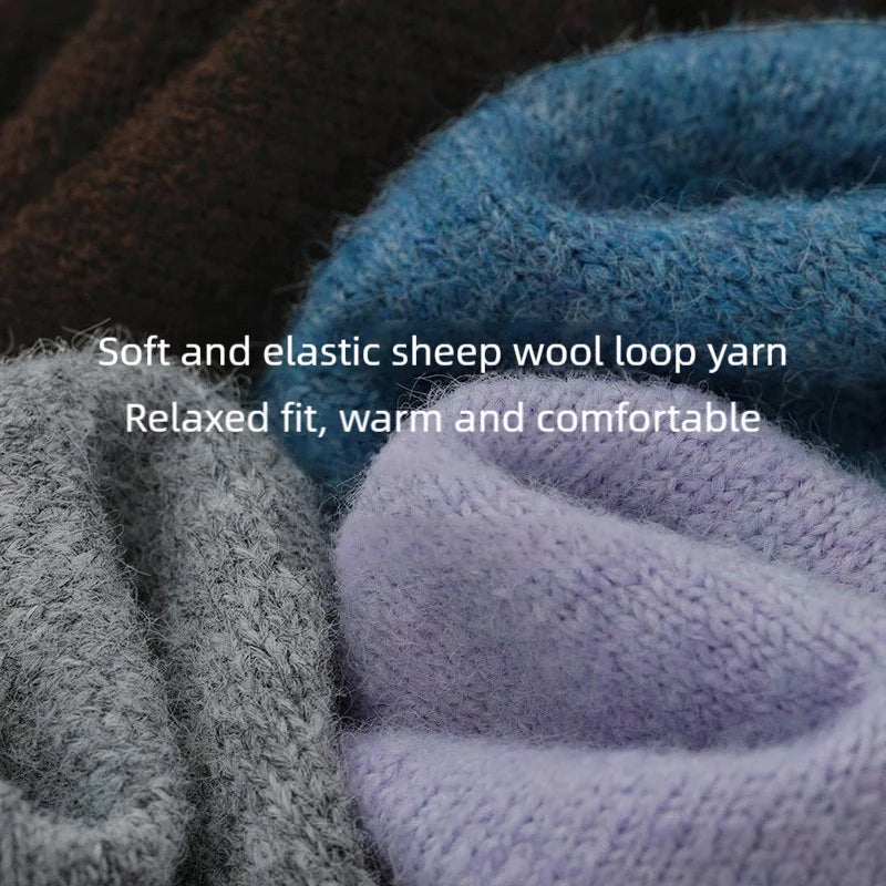 Flauschiger Strickstoff mit dichtem Maschenbild, blau und hellviolett
