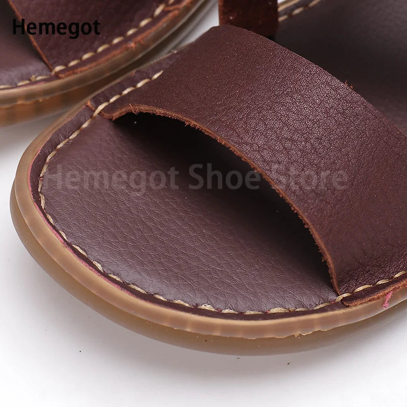 Summer New Men's Leather Sandals Casual Comfortable Breathable Soft Bottom Soft Surface Beach Two-Use Outdoor Sandals