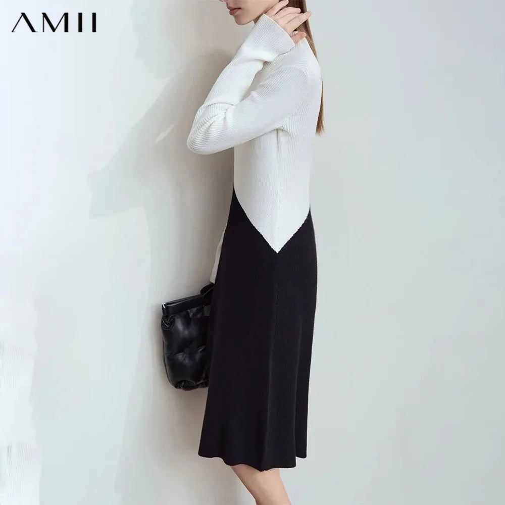 Elegantes Langarm Strickkleid Für Damen Warm Kälteschutz