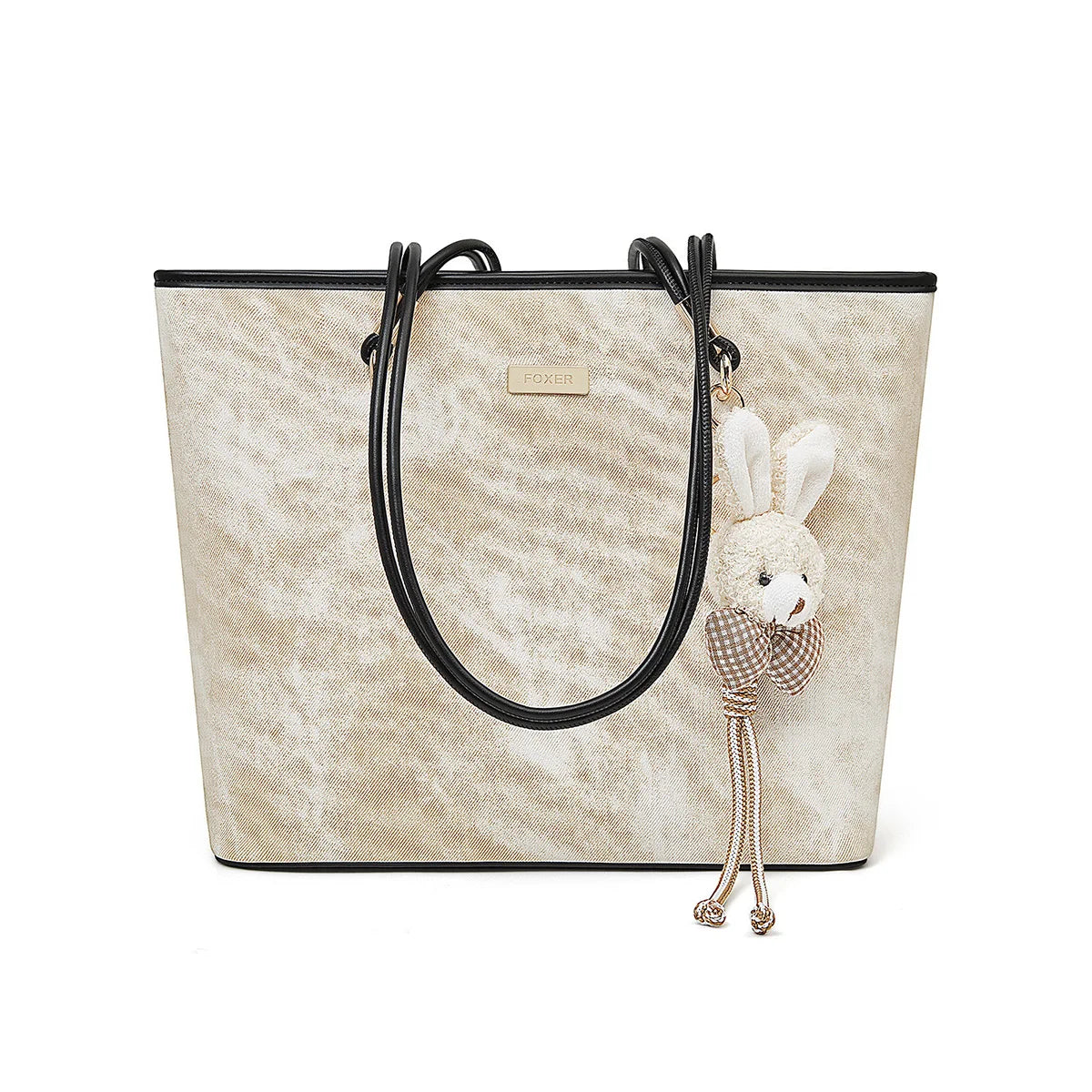 Damen Schultertasche Aus PVC-Leder Mit Reißverschluss Und Anhänger