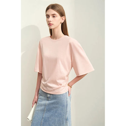 Damen T-Shirt im minimalistischen Stil aus leichtem elastischen Baumwollstoff