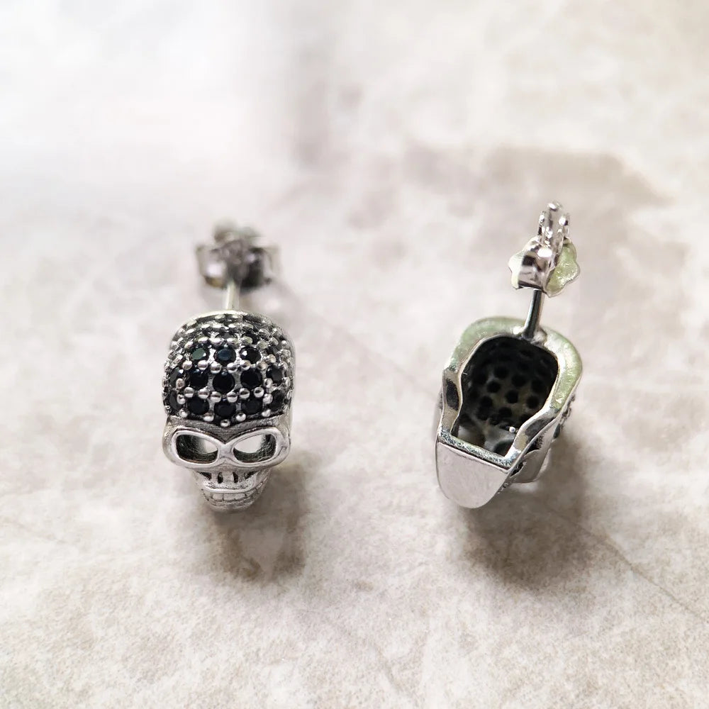 Damen-Ohrstecker Totenkopf Punk Europa aus Sterlingsilber