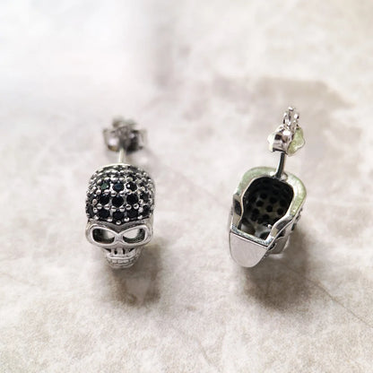 Damen-Ohrstecker Totenkopf Punk Europa aus Sterlingsilber
