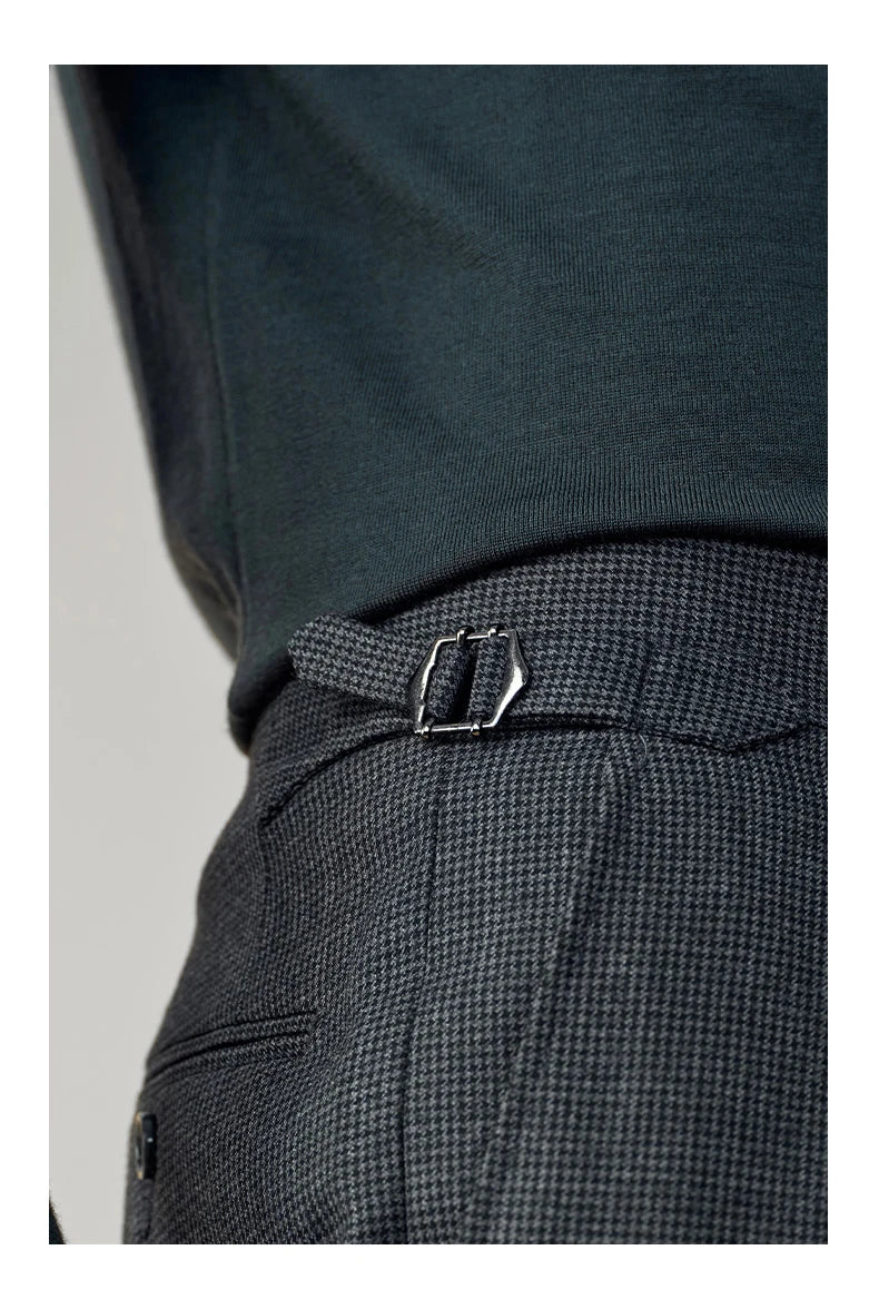 50 % Wolle Herrenanzüge Hosen klein grau kariert Korea Casual Style Frühling Hochzeit Bräutigam tragen Mode Gentleman täglich Luxus Hosen