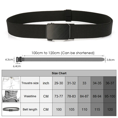 Herren-Gürtel Elastisch mit verstellbarer Passform und Automatische Schnalle aus Nylon 38 Mm Breite