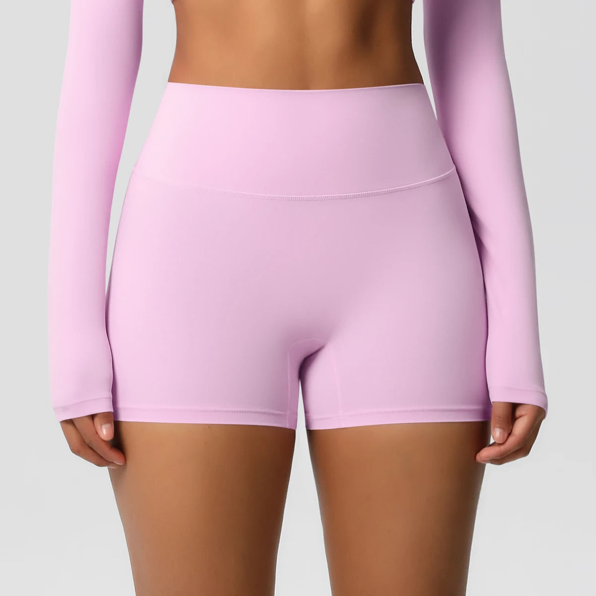Yoga-Shorts mit Push-up-Effekt, hellrosa High-Waist-Passform