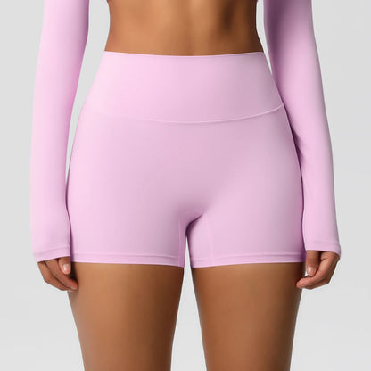 Yoga-Shorts mit Push-up-Effekt, hellrosa High-Waist-Passform