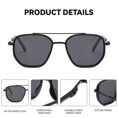 Damen-Sonnenbrille oval Retro Doppelstrahl Edelstahl polarisiert