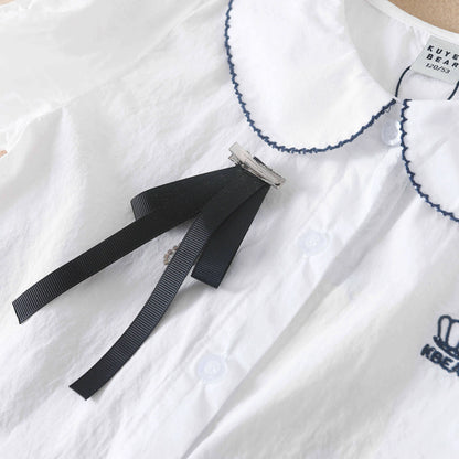 Mädchen Bluse Shirts Sommer Kurzarm Baumwolle Schöne Bogen Kausalen Weiß Tops Für 10-12 Jahre Kinder Kleidung