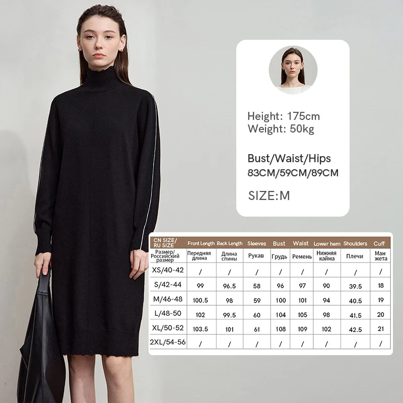Zeitloses Rollkragen Kleid Für Damen Warme Gestrickte Passform Herbst