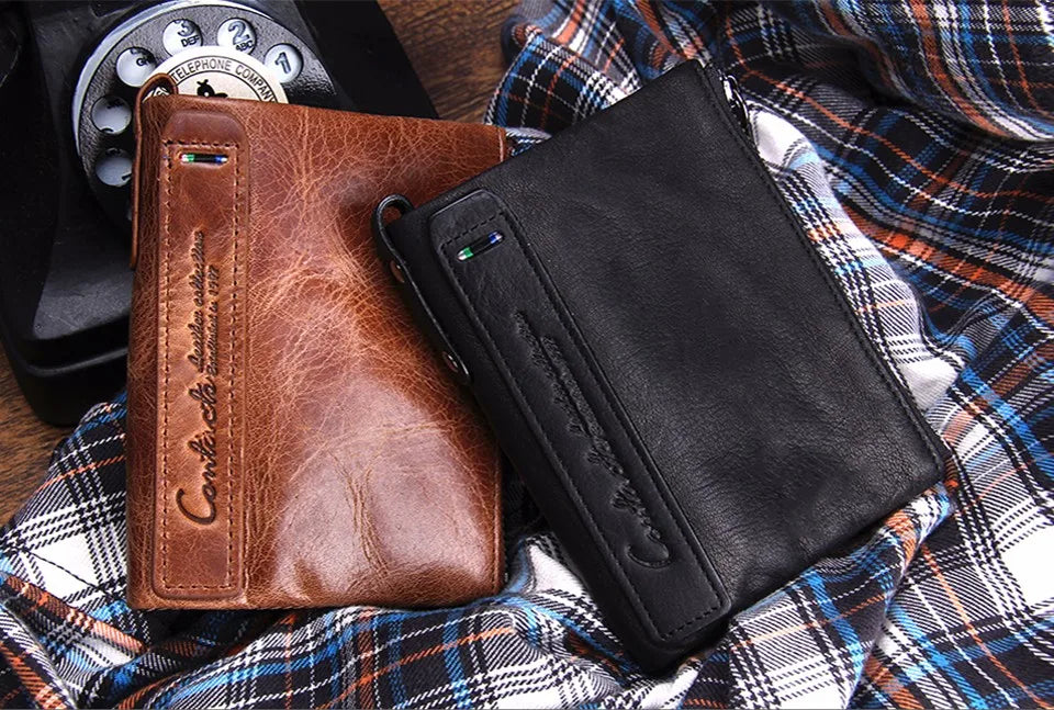Herren Echtleder Geldbörse Reißverschluss Kartenhalter Luxus Designer Geldclip