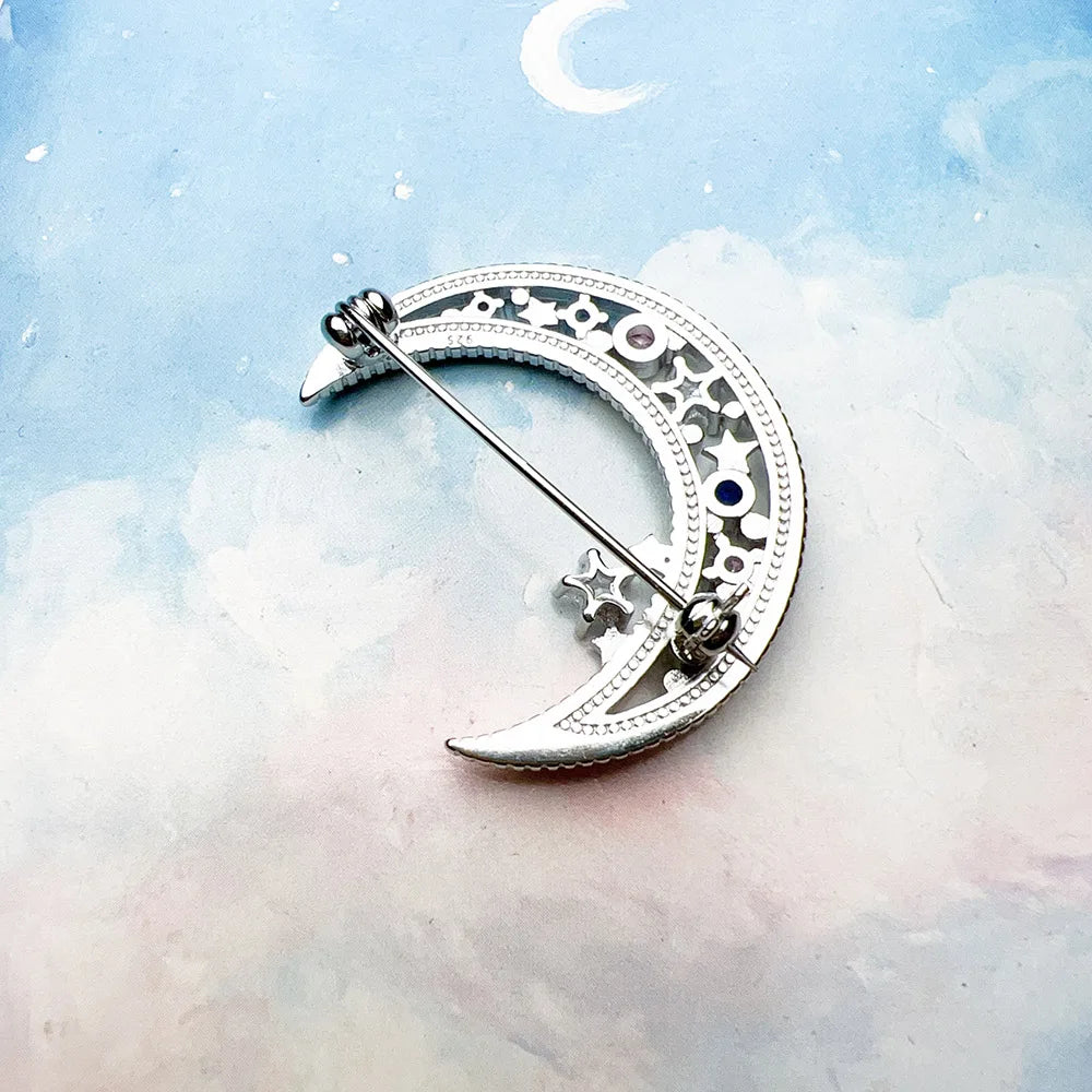 Damen-Brosche Halbmond Böhmen aus Sterlingsilber