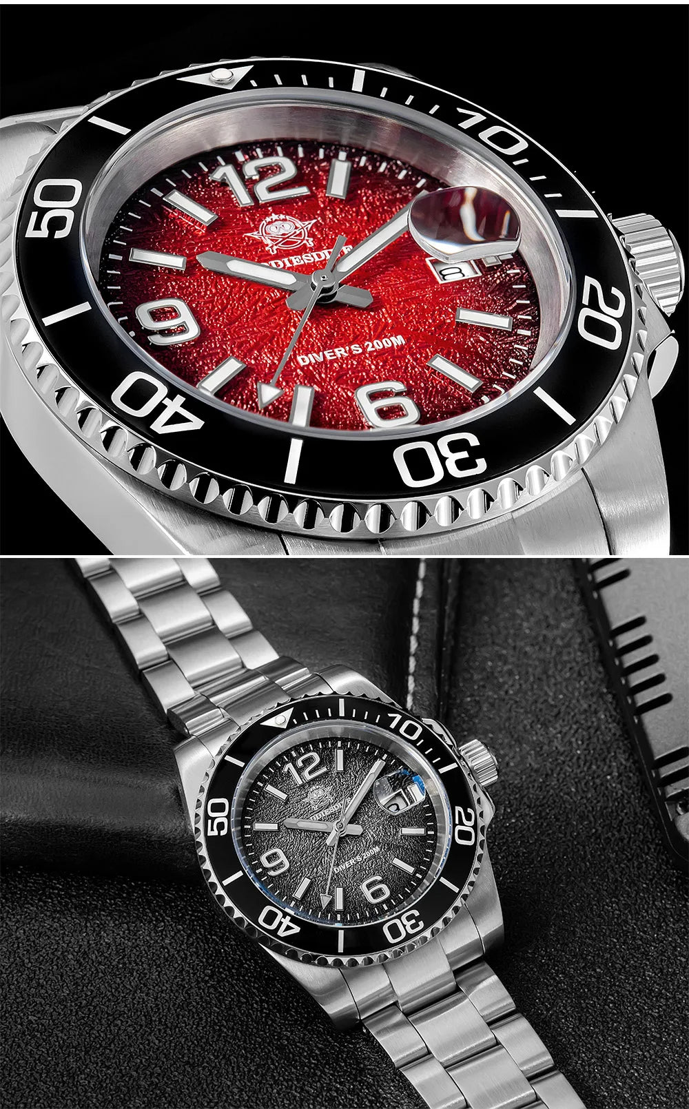 Herren-Taucheruhr 41 mm mit BGW9-Leuchtmasse und 20 Bar