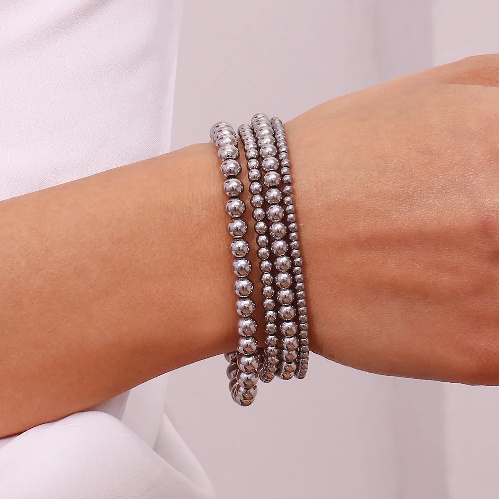 Damen-Perlenarmband mit Farbverlauf aus Edelstahl