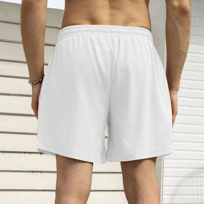 Leichte Herren-Sportshorts aus Eisseide – lockere, knielange Sommerhose in Schwarz
