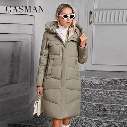 Lange Damen-Winterjacke mit großen Taschen – modischer, winddichter und warmer Parka