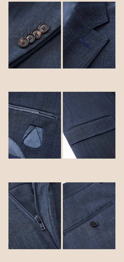 Schlanker Herrenblazer aus Wollmischung mit braunem Karomuster und Taschen – ideal für Business und Hochzeiten