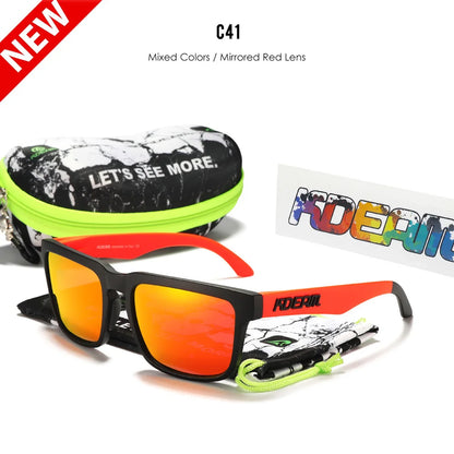 Sonnenbrille quadratisch polarisiert Reißverschlussetui 30 Farben Unisex