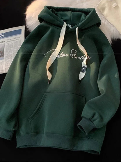 Herren Langarm Kapuzenpullover im Vintage-Goth-Stil mit Druck und Taschen