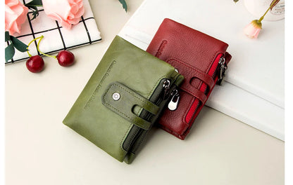 Damen Echtleder Geldbörse Bifold Vintage Kartenhalter Münzfach Geldclip