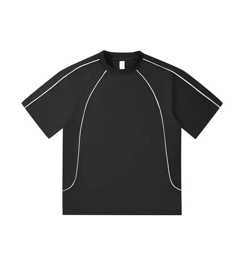 Herren T-Shirt aus 100 Prozent Baumwolle mit Kontrastlinie und Übergröße