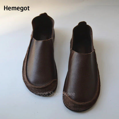 Braune Herren-Loafer aus Leder, Schlupfdesign mit elastischem Einsatz am Schaft