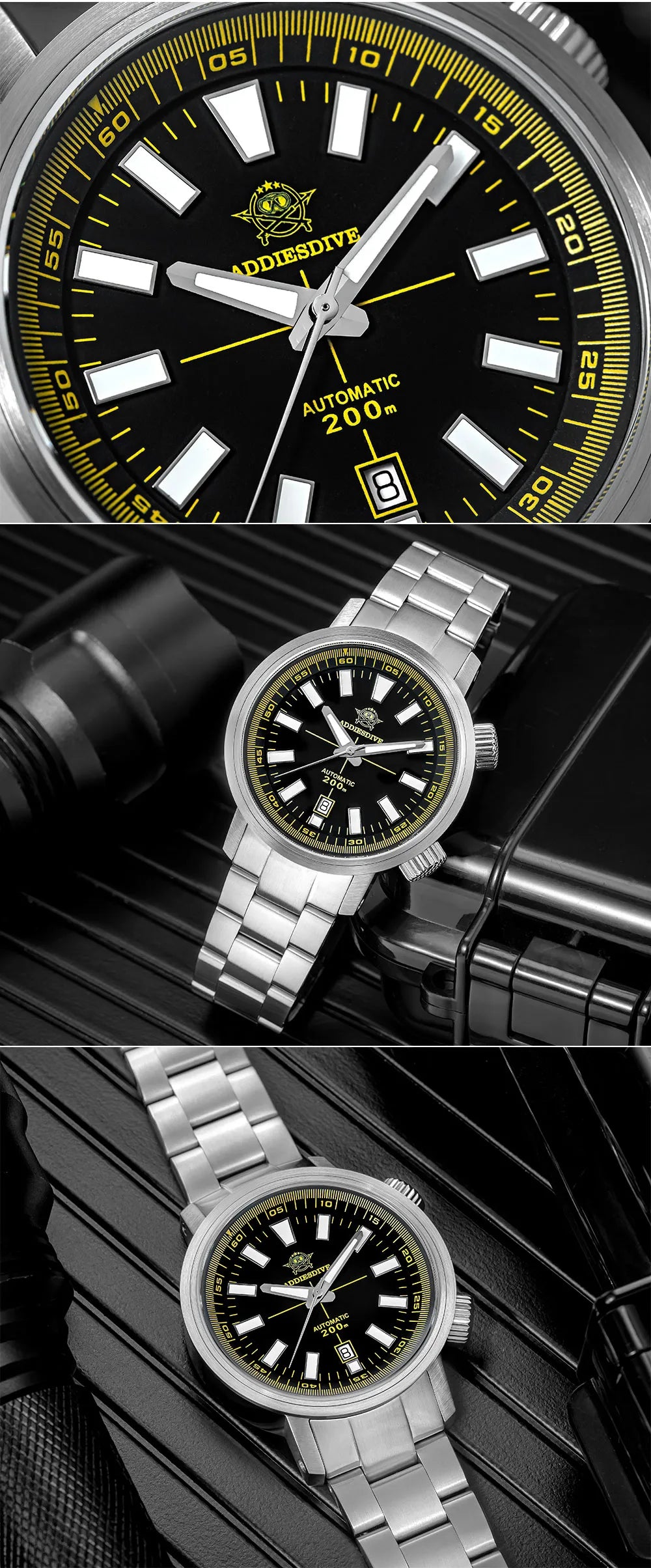 ADDIESDIVE Watch For Men Sapphire Crystal BGW9 Super Luminous AD2093 Japanese 8215 200M Waterproof Automatic Mechanical Watches