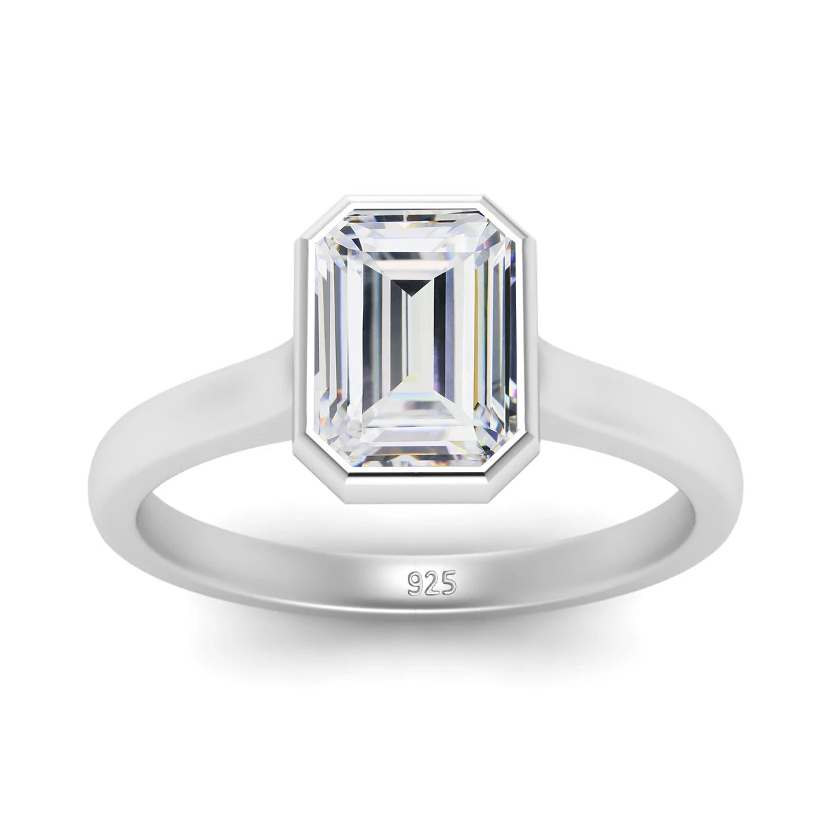 Damen-Ring aus Silber 925 mit Moissanit im Smaragd-Schliff 1 Karat Zertifikat inklusive Echtheitsprüfung