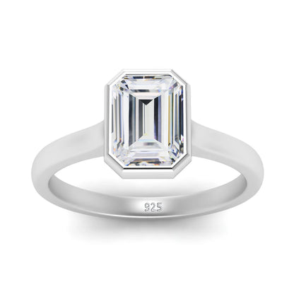 Damen-Ring aus Silber 925 mit Moissanit im Smaragd-Schliff 1 Karat Zertifikat inklusive Echtheitsprüfung