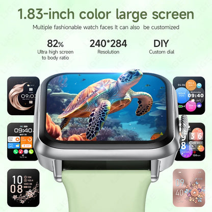 LIGE 1,83 Zoll Smartwatch für Xiaomi SOS BT Anruf Herzfrequenz Schlafüberwachung Smartwatch Spiele Musik Sportuhren 2025, Männer Frauen
