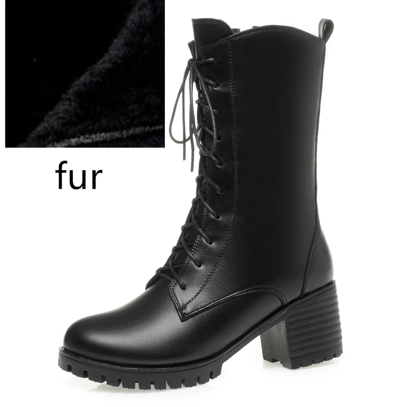 AIYUQI 2025 new women's snow boots non-slip work boots women large size winter warm motorcycle boots girls ankle boots