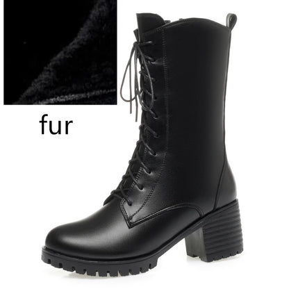 AIYUQI 2025 new women's snow boots non-slip work boots women large size winter warm motorcycle boots girls ankle boots