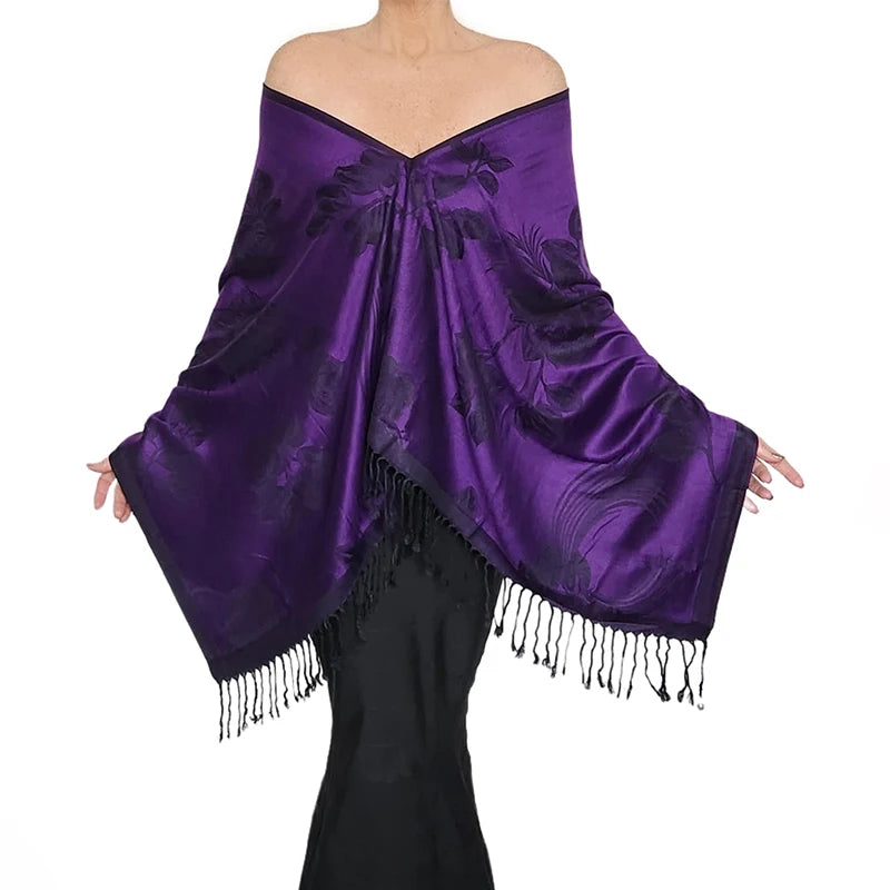 Damen Winterschal Kaschmir Plaid warm Pashmina Bandana Quaste B