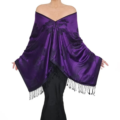 Damen Winterschal Kaschmir Plaid warm Pashmina Bandana Quaste B